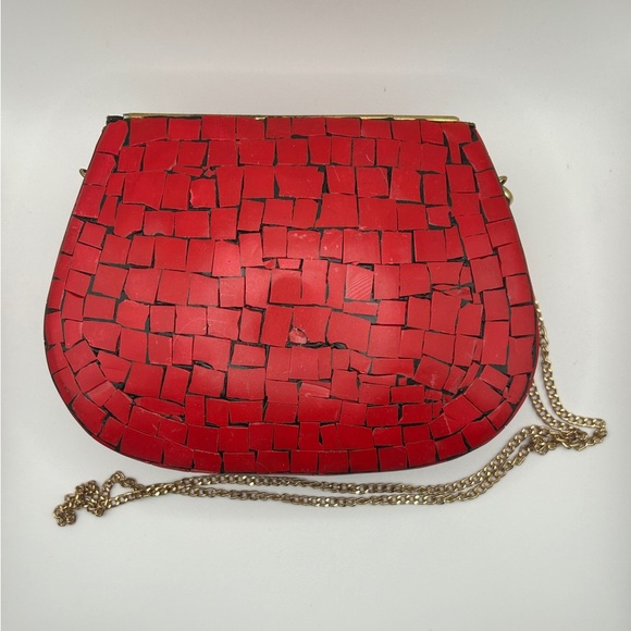Ramla Moroccan Red Mosaic Tile Handmade Evening Bag - Picture 3 of 7